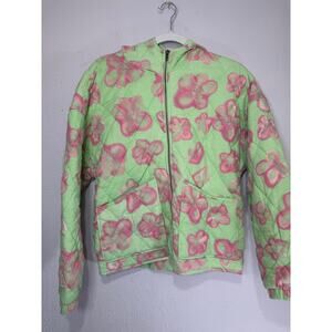 Quilted Floral Jacket Wild Fable Medium Mint Pink Coquette Cottage-core Boho
